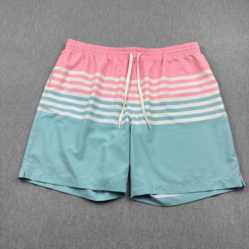 Chubbies‎ Shorts Men 2XL Blue Swim Trunks On The Horizons Drawstring Beach Surf